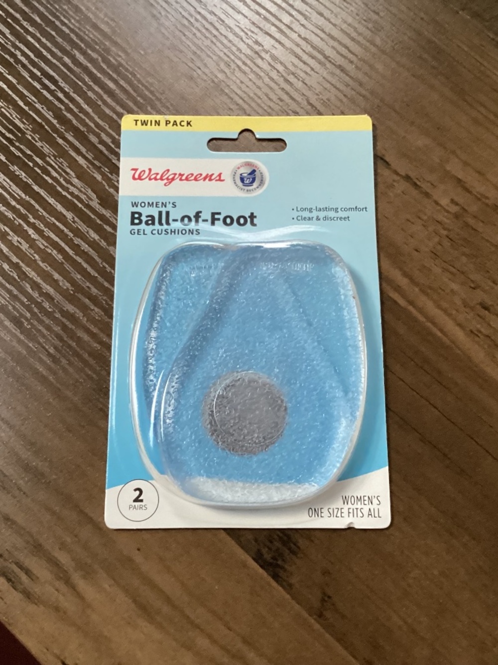 Walgreens gel cushions twin pack contains 2 pairs of one-size-fits-all NEW